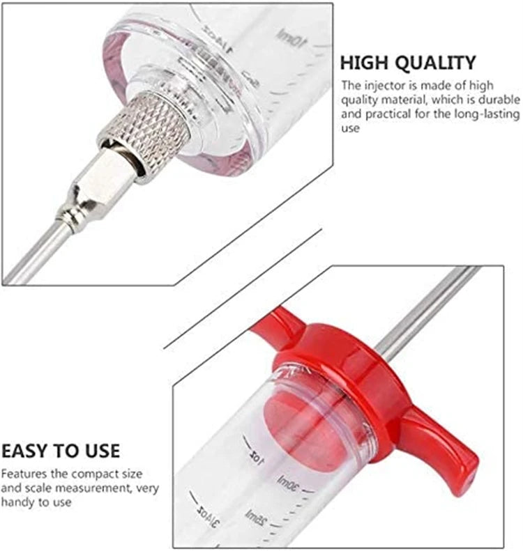 Stainless Steel Meat Injector Syringe with 3 Marinade Needles – Flavour Injector Kit – Best for Turkey, Chicken & BBQ Meats