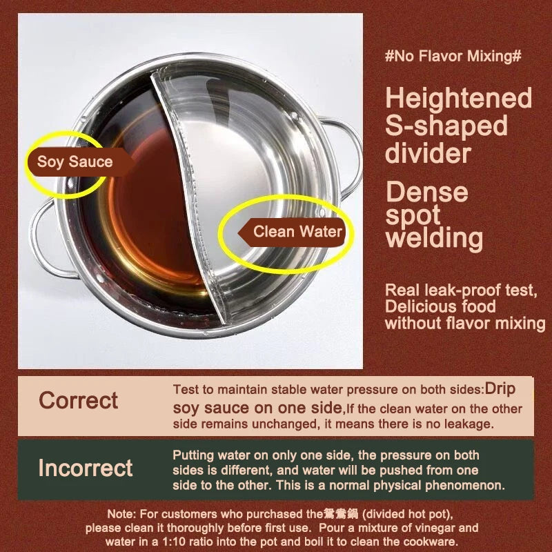 Divided Hot Pot – Stainless Steel Twin Soup Pot for Gas & Induction Hobs – Ideal for Hot Pot Parties & Family Dinners – Available in 28cm & 30cm