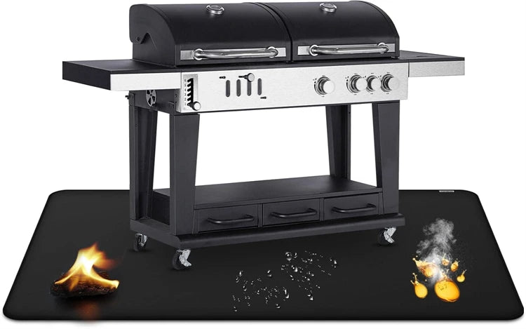 Double-Sided Fireproof Under Grill Mat – Oil & Waterproof BBQ, Fire Pit & Fireplace Protective Mat – Best for Patios, Decks & Lawns – Available in 40x60cm, 122x76cm, 127x97cm & 165x99cm