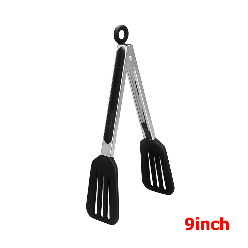 Stainless Steel Kitchen Tongs with Silicone Tips – Nonstick Cooking & BBQ Grilling Tongs – Best for Serving, Frying & Salads