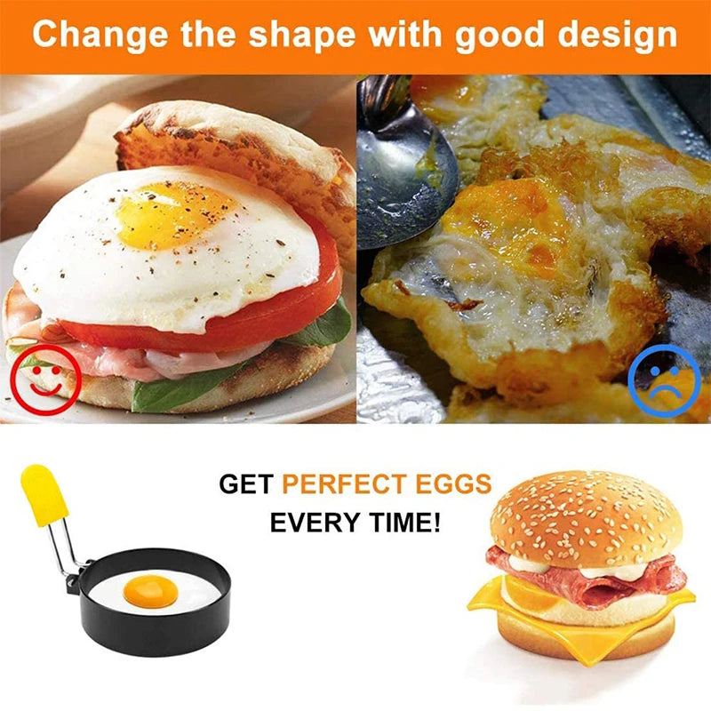 Stainless Steel Non-Stick Egg Rings – Round Egg Cooker Moulds for Frying – Best for Fried Eggs, Egg Muffins & Pancakes – Available in 2 Pieces & 4 Pieces