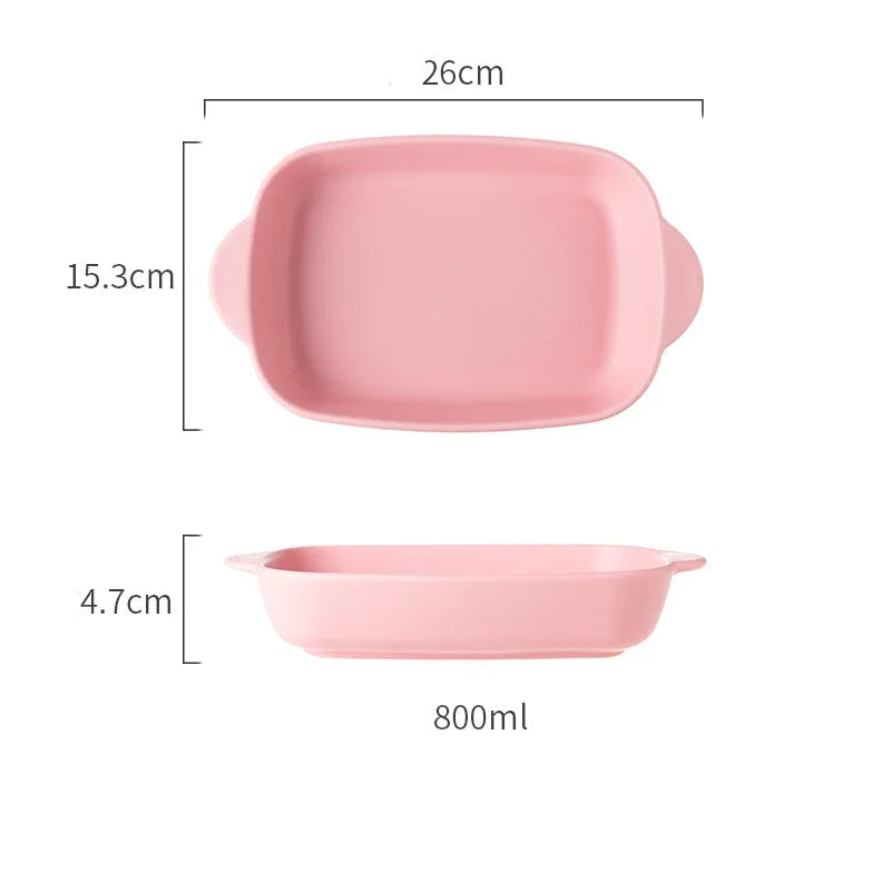 Ceramic Baking Dish — Oven-Safe Au Gratin Dish B-P-Large — Pink
