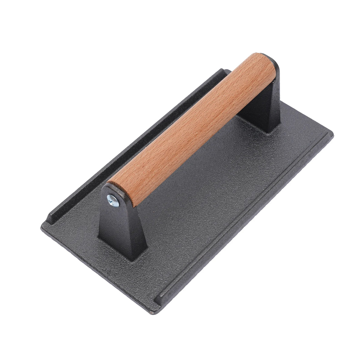 Cast Iron Burger & Steak Press with Wooden Handle – Heavy Duty Grill Press with Ridged Base – Great for Smash Burgers, Steaks & Paninis (21 x 10.5cm)