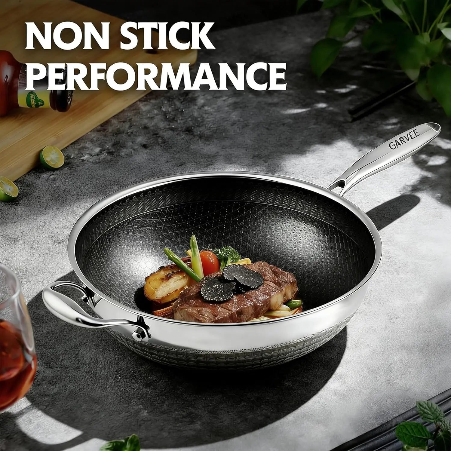 Stainless Steel Honeycomb Wok Pan | Tri-Ply 316 | Gas & Induction
