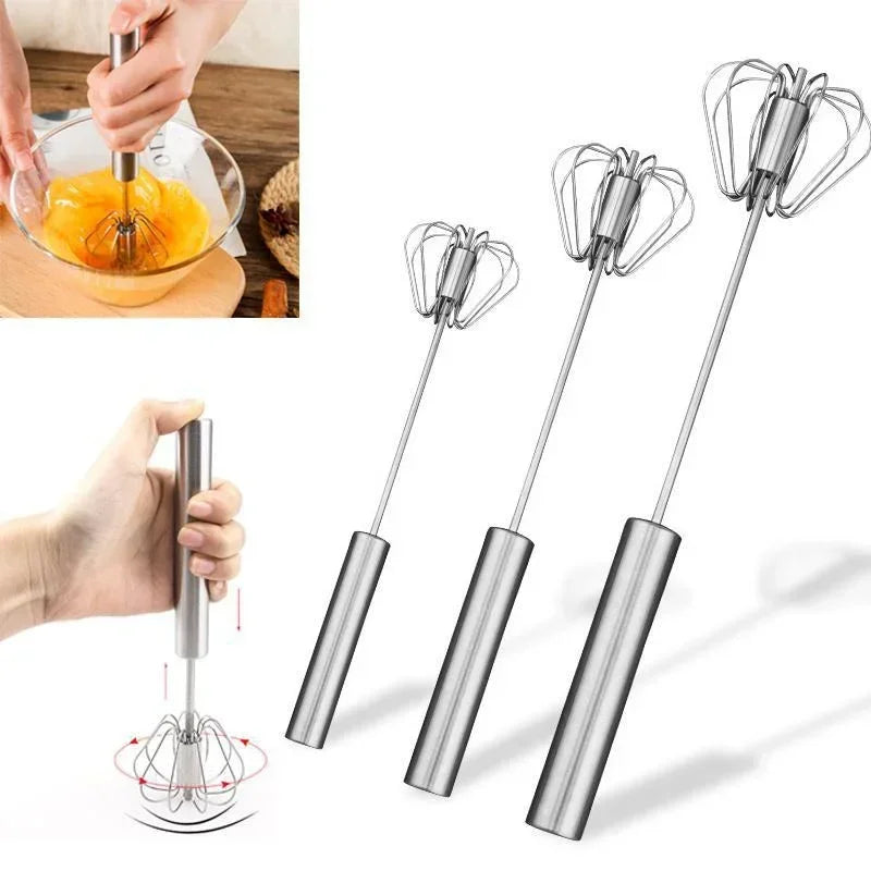 Semi-Automatic Stainless Steel Push Whisk – Hand-Push Egg Beater & Milk Frother – Best for Eggs, Cream & Sauces – Available in 10, 12 & 14 Inch