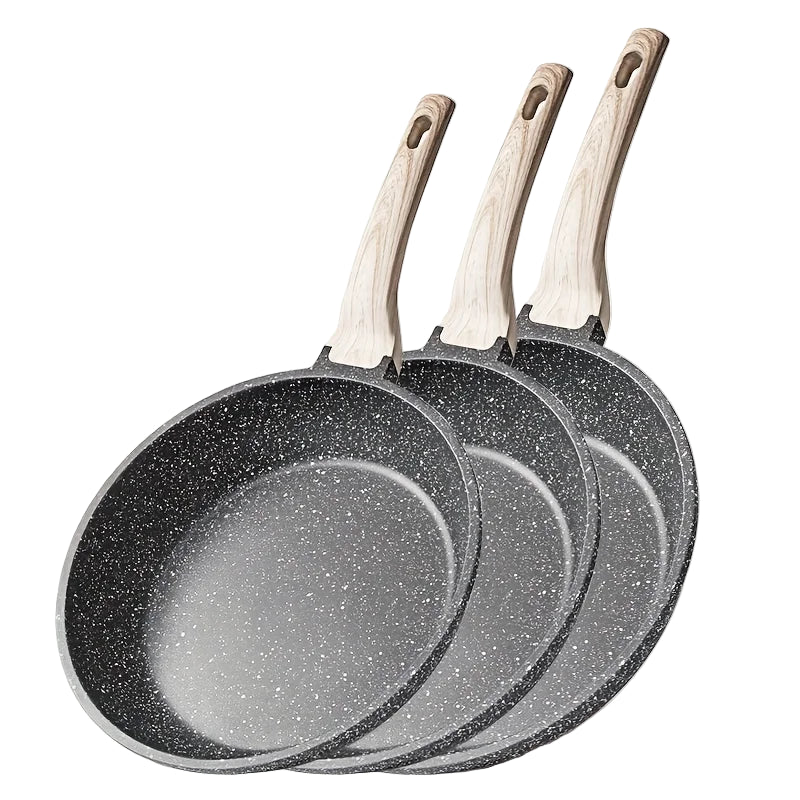 3-Piece Ceramic Non-Stick Frying Pan Set – Includes 20cm, 24cm & 28cm Pans with Heat-Resistant Handles – Ideal for Steak, Eggs, Pancakes, Crêpes, Searing, Sautéing & Daily Cooking – Compatible with All Cooktops Including Induction