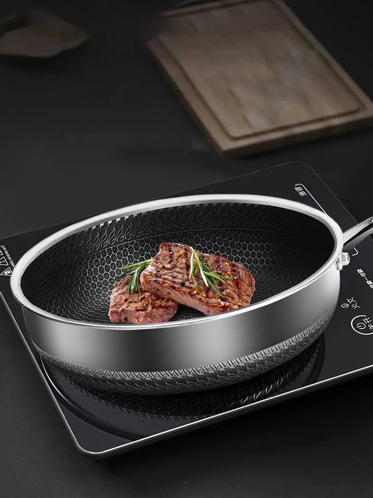 Honeycomb Tri-Ply Stainless Steel Frying Pan-Available sizes: 26cm, 28cm, 30cm, 32cm