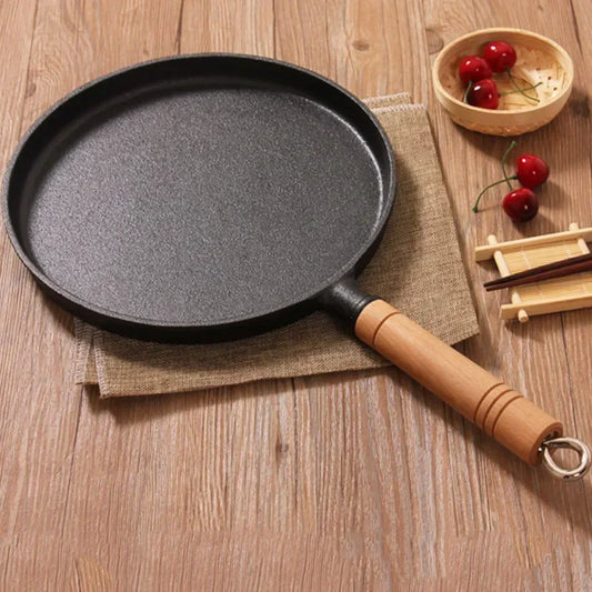 Cast Iron Non-Stick Frying Pan – 26cm Flat Pan Griddle for Pancakes, Crepes, and Omelets