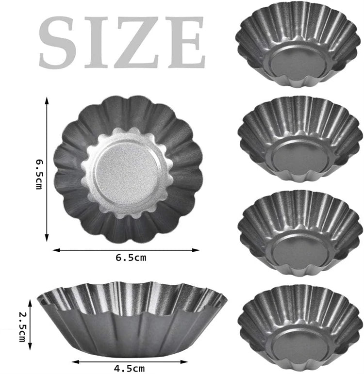 Non-Stick Carbon Steel Mini Tart Pans – Fluted Egg Tart & Muffin Tins – Perfect for Tarts, Quiches, Pies & Desserts – Available in 4, 8 & 12 Pieces