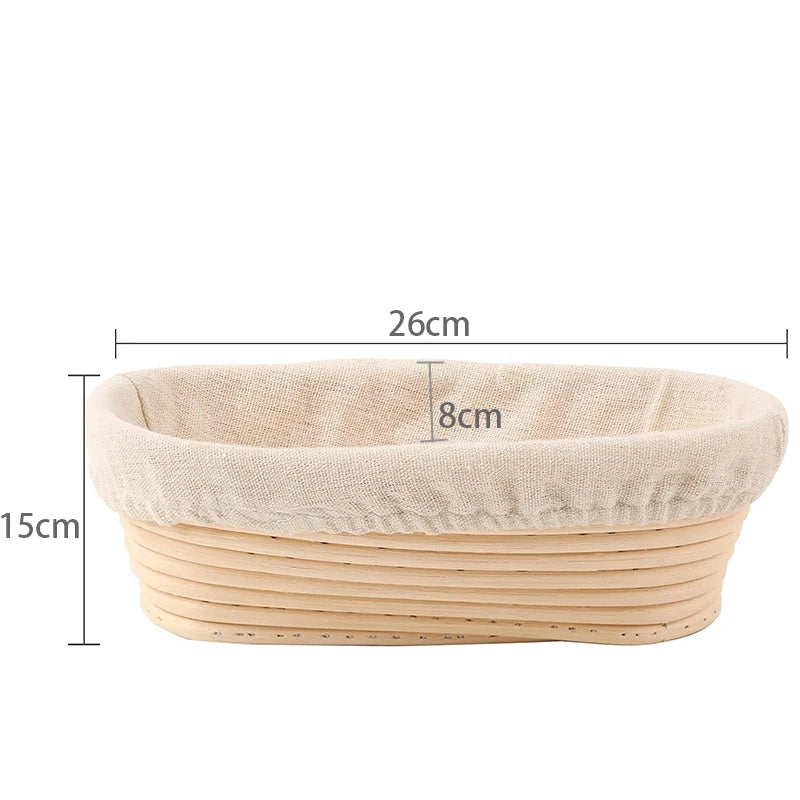 Rattan Bread Proofing Basket with Linen Liner – Round & Oval Banneton for Sourdough – Perfect for Proving Dough & Homemade Bread