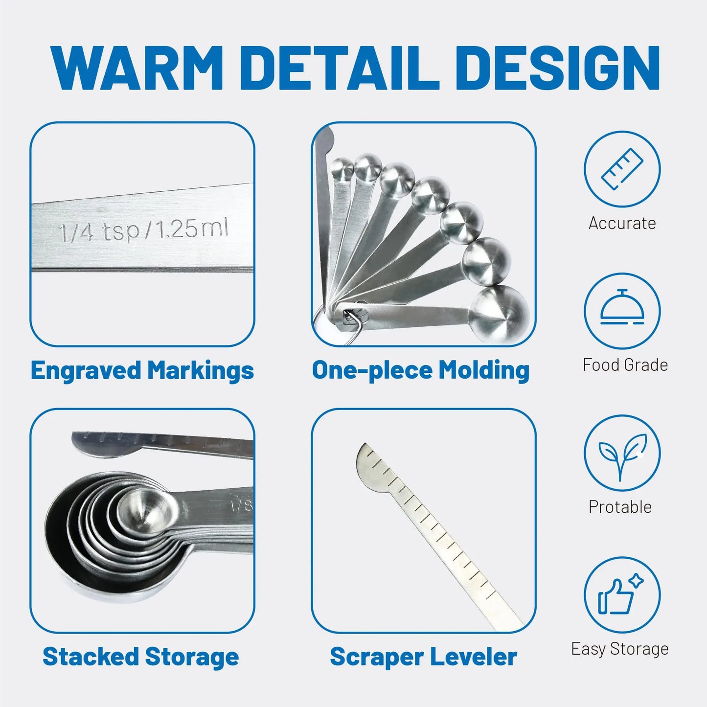 Stainless Steel Measuring Spoons Set of 8