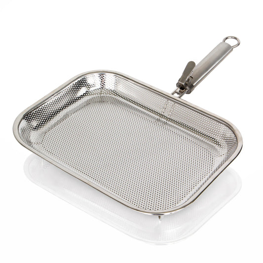 Perforated Stainless Steel Grill Basket with Detachable Handle – Rectangular BBQ Tray for Grilling Vegetables, Fish, and Meat, Ideal for Outdoor Cooking, Food-Grade Stainless Steel, Anti-Rust, Multi-Use, Easy Cleaning Grill Basket