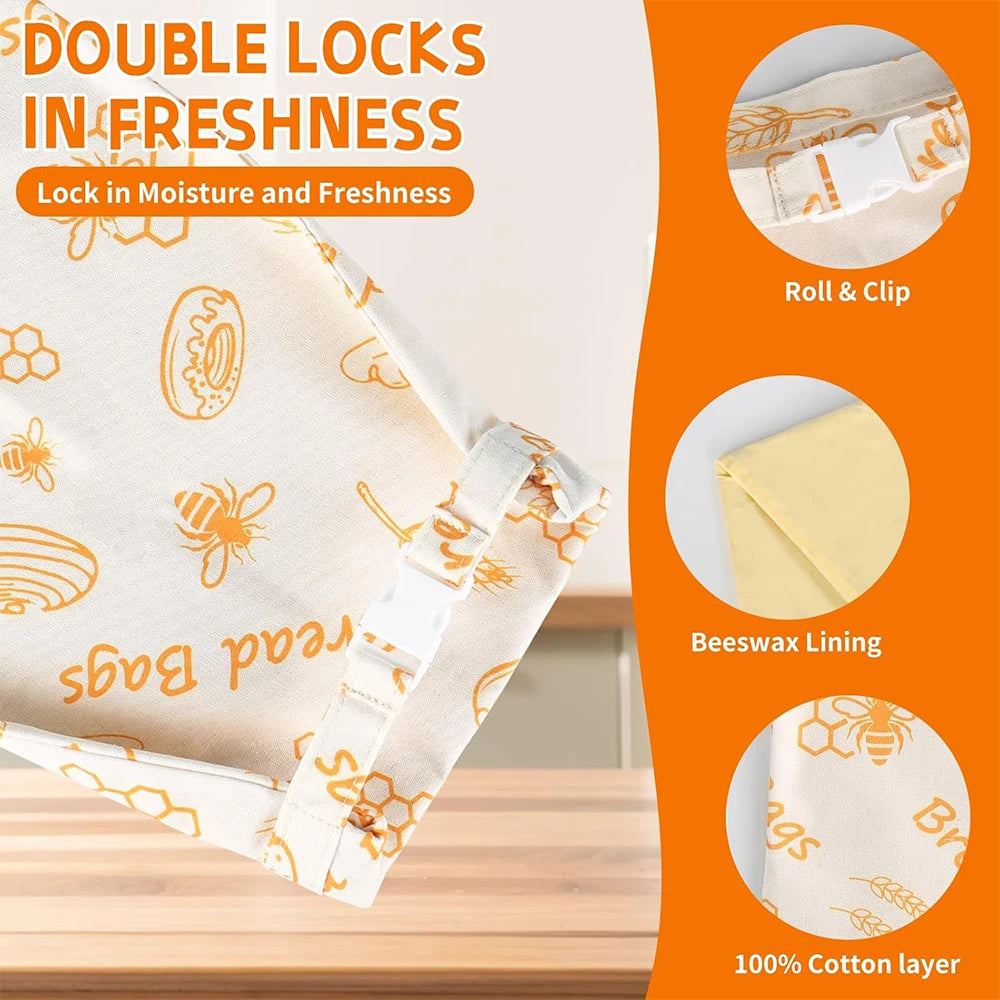 Reusable Beeswax Bread Bag – Linen & Cotton Sourdough Storage Bag – Ideal for Keeping Homemade Bread Fresh