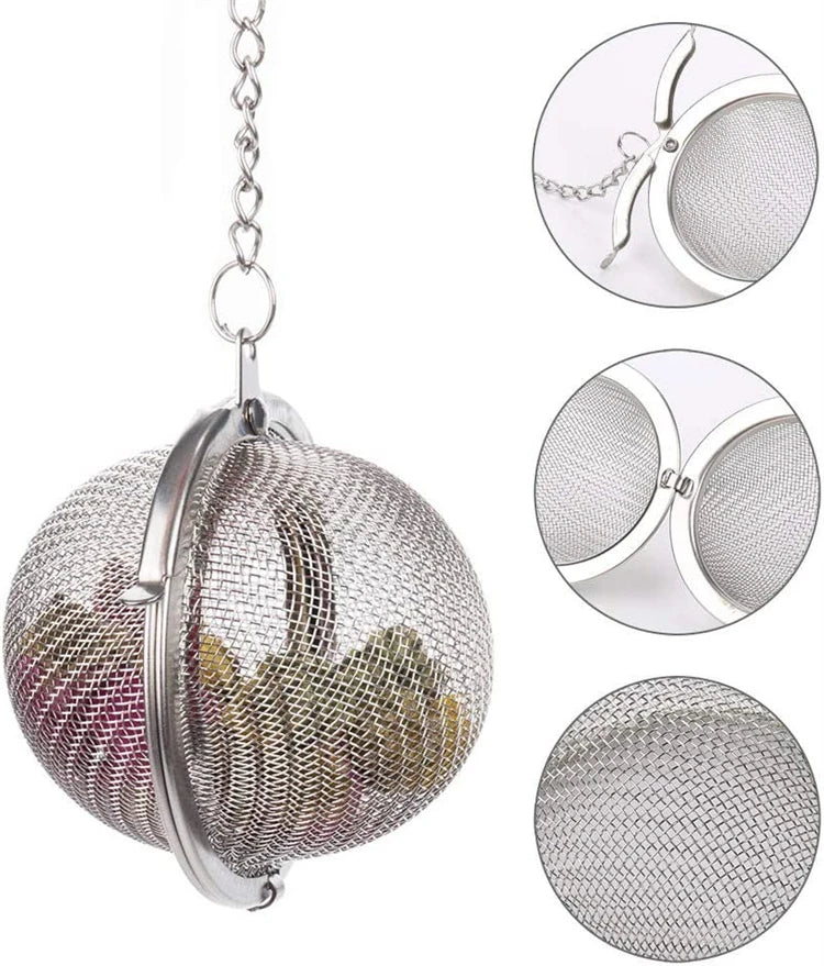 Stainless Steel Mesh Tea Infuser Ball – Fine Loose Leaf Tea Strainer & Filter – Ideal for Loose Tea, Herbal Tea & Mulling Spices – Available in Small, Medium & Large