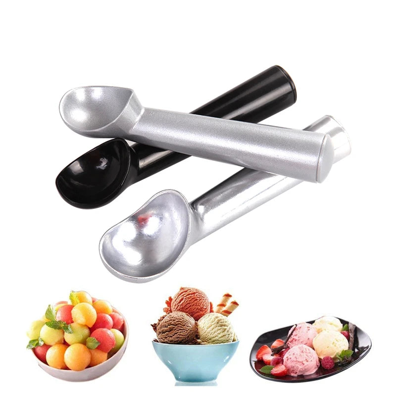 Non-Stick Anti-Freeze Stainless Steel Ice Cream Scoop – Melon Baller & Cookie Dough Scoop – Perfect for Ice Cream, Sorbet & Desserts – Available in Silver, Black & Frosted Silver Colours