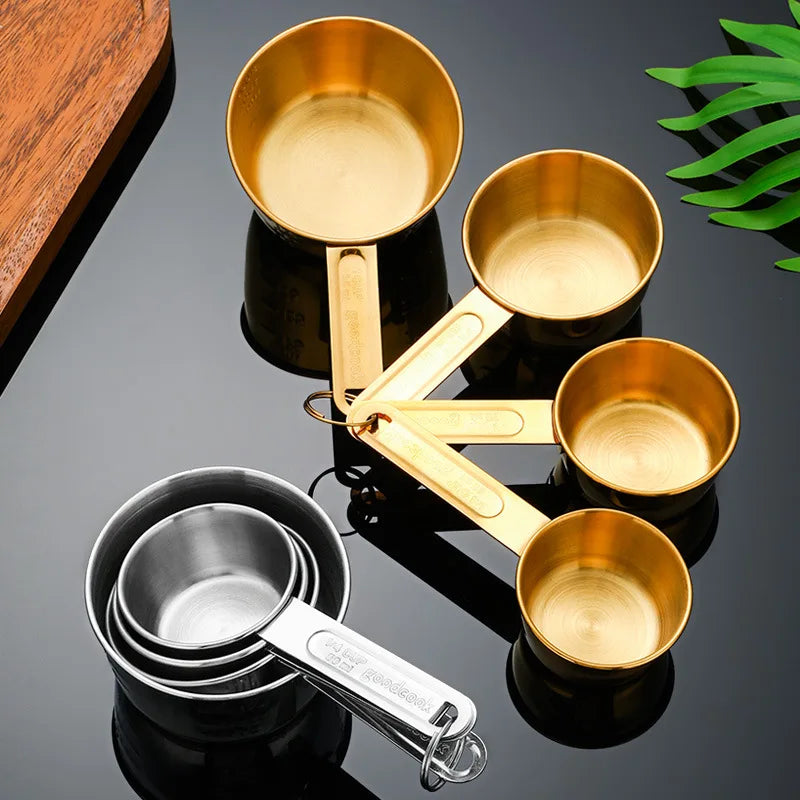 8 Piece Gold Measuring Cups And Spoons Set Stainless Steel