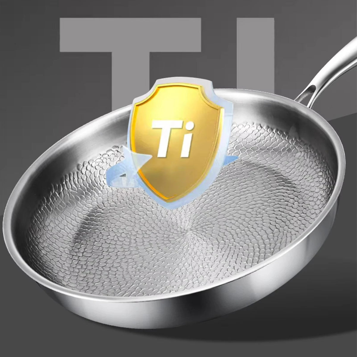 Titanium Fish Scale Hammered Uncoated Non-Stick Frying Pan with Glass Lid – Induction Compatible Steak & Stir-Fry Pan – Ideal for Searing, Frying & Everyday Cooking – Available in 26cm, 28cm & 30cm