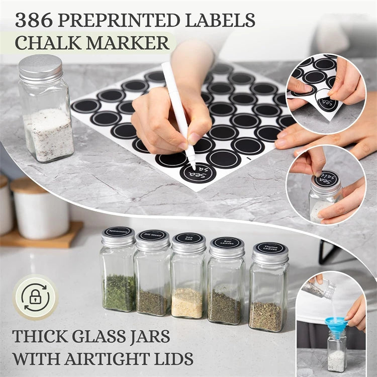 4 Tier Metal Spice Rack Organiser Set – Countertop & Cabinet Seasoning Organiser – Best for Spice Jars & Seasonings – Available as Rack Only or with Spice Jars