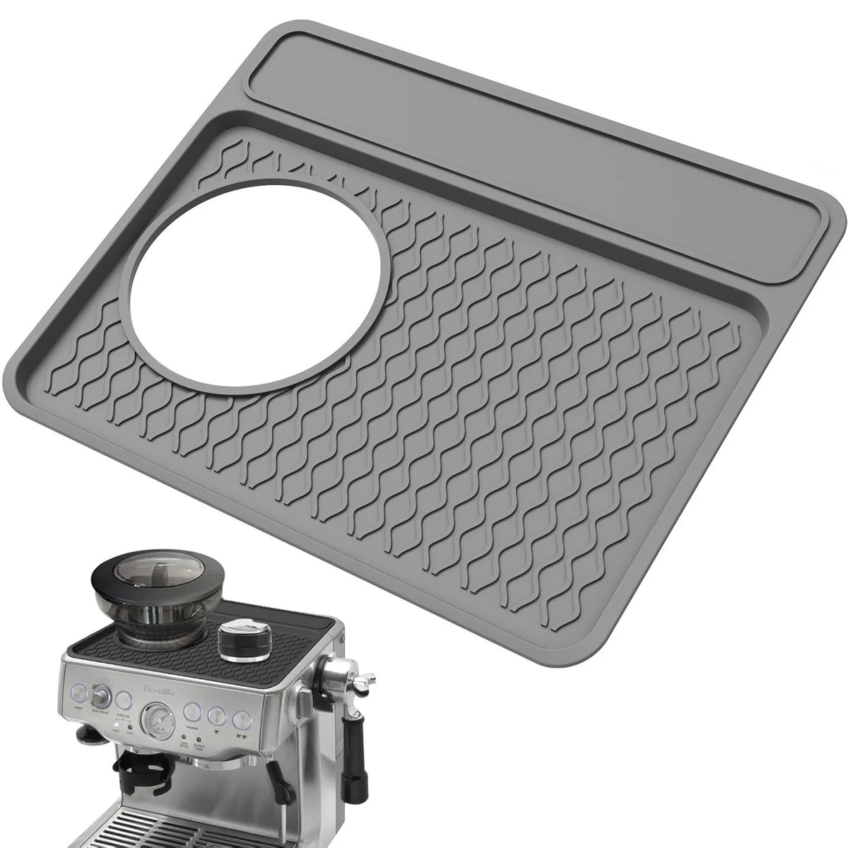 Non-Slip Silicone Espresso Tamping Mat – Coffee Machine Top Mat & Tamper Pad – Perfect for Tamping Espresso at Home – Available in Black & Grey Colours