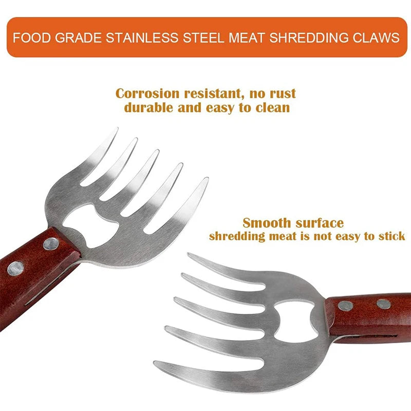 Meat Shredder Claws with Wooden Handle — Set of 2