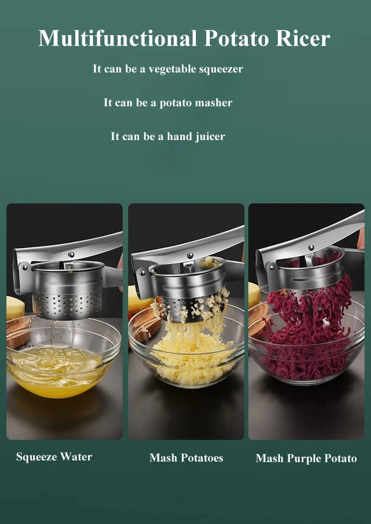 Stainless Steel Potato Ricer with 3 Interchangeable Discs