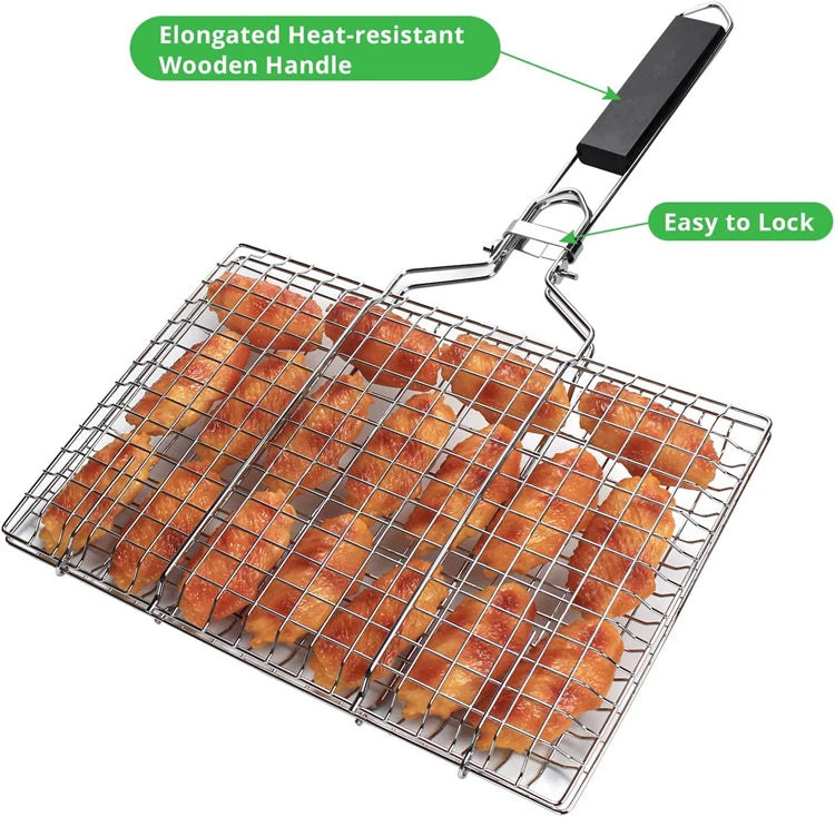 Foldable Stainless Steel BBQ Grill Basket