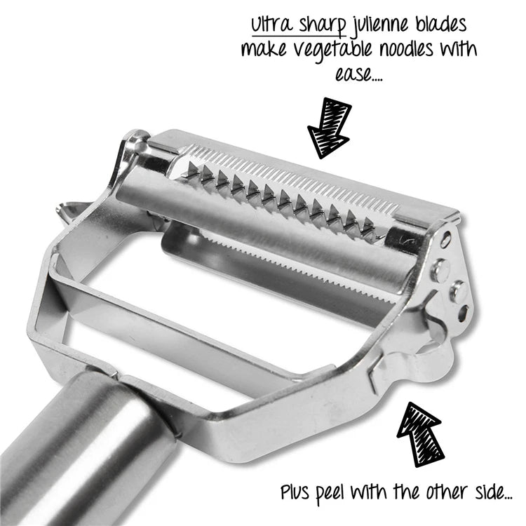 Multi-Function Stainless Steel Julienne Peeler – Vegetable Shredder & Carrot Peeler – Ideal for Carrots, Cucumbers & Potatoes