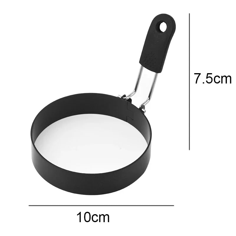 Stainless Steel Egg & Pancake Rings – Non-Stick Anti-Scald Egg Moulds with Folding Handles – Ideal for Fried Eggs, Muffins & Pancakes