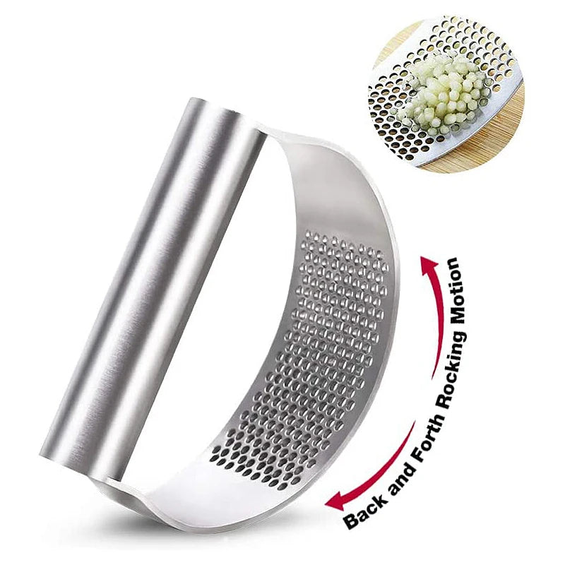 Stainless Steel Garlic Rocker Press – Manual Garlic & Ginger Crusher & Mincer – Best for Quick Minced Garlic – Available in Black & Silver