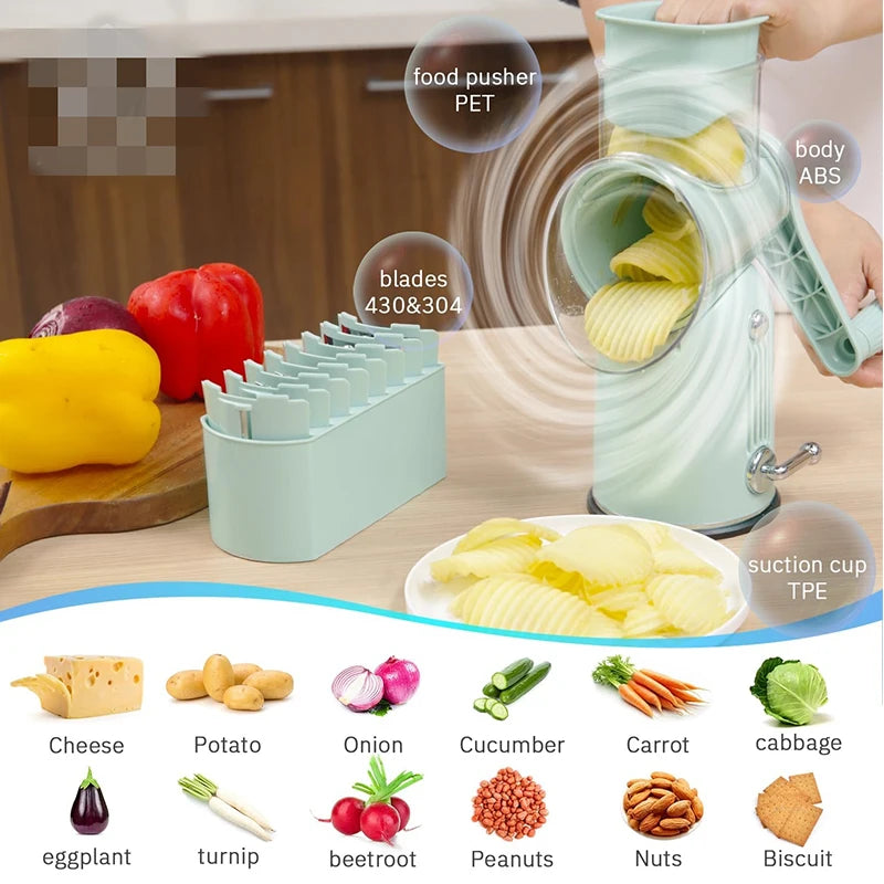 Rotary Cheese Grater with 5 Replaceable Blades
