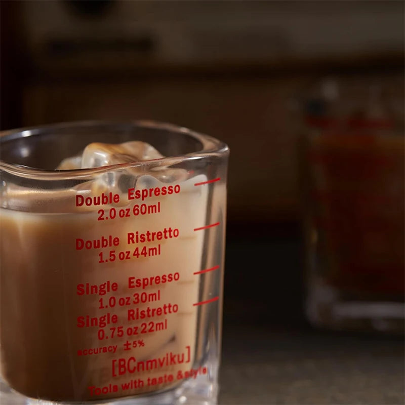 60ml Heavy Glass Espresso Shot Measuring Cup – Square 2oz Barista Shot Glass – Great for Espresso, Coffee & Measuring Liquids