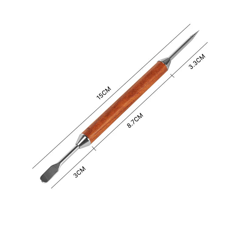 Stainless Steel Latte Art Pen with Wooden Handle – Coffee Decorating Needle – Perfect for Cappuccino Art, Hearts & Swirls