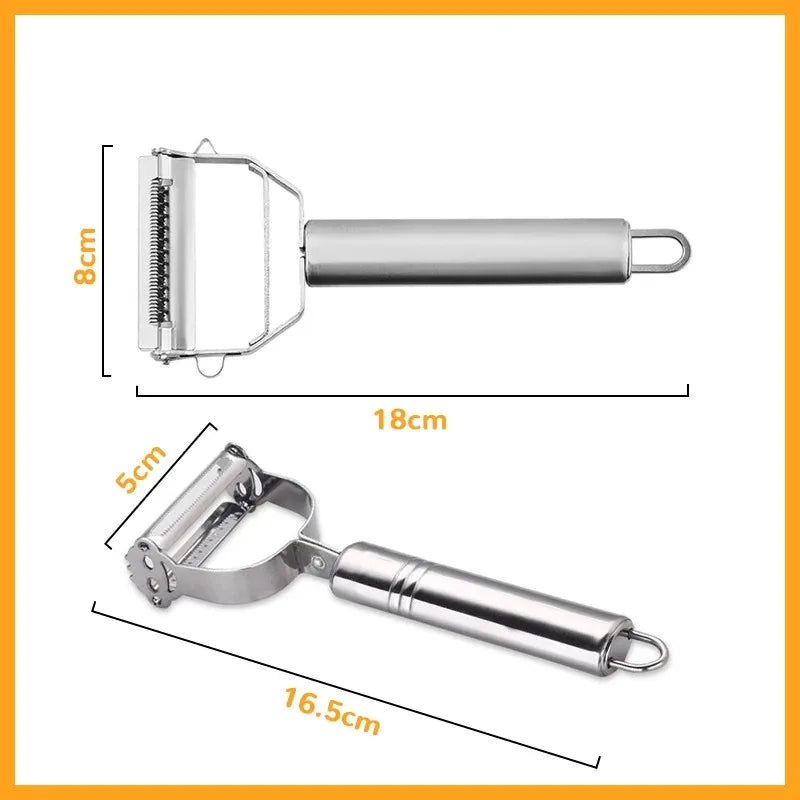 Stainless Steel Julienne & Vegetable Peeler – Multi-Function Double-Blade Fruit Peeler & Shredder – Ideal for Carrots, Potatoes & Cucumbers – Available in 2-in-1 & 4-in-1