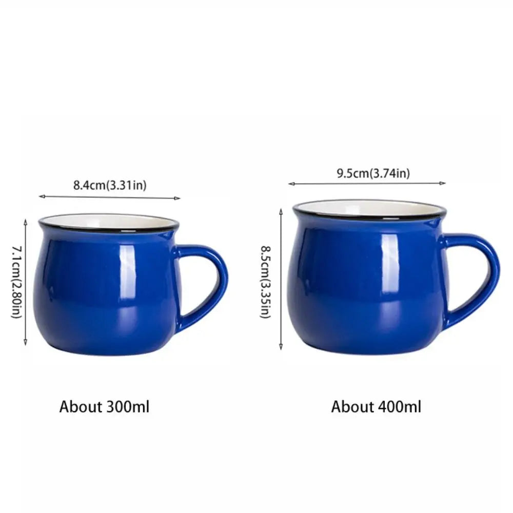 Nordic Ceramic Coffee & Tea Mug – Solid Colour Vintage Milk Cup, Available in 8 Colours & 2 Sizes (300ml / 400ml)