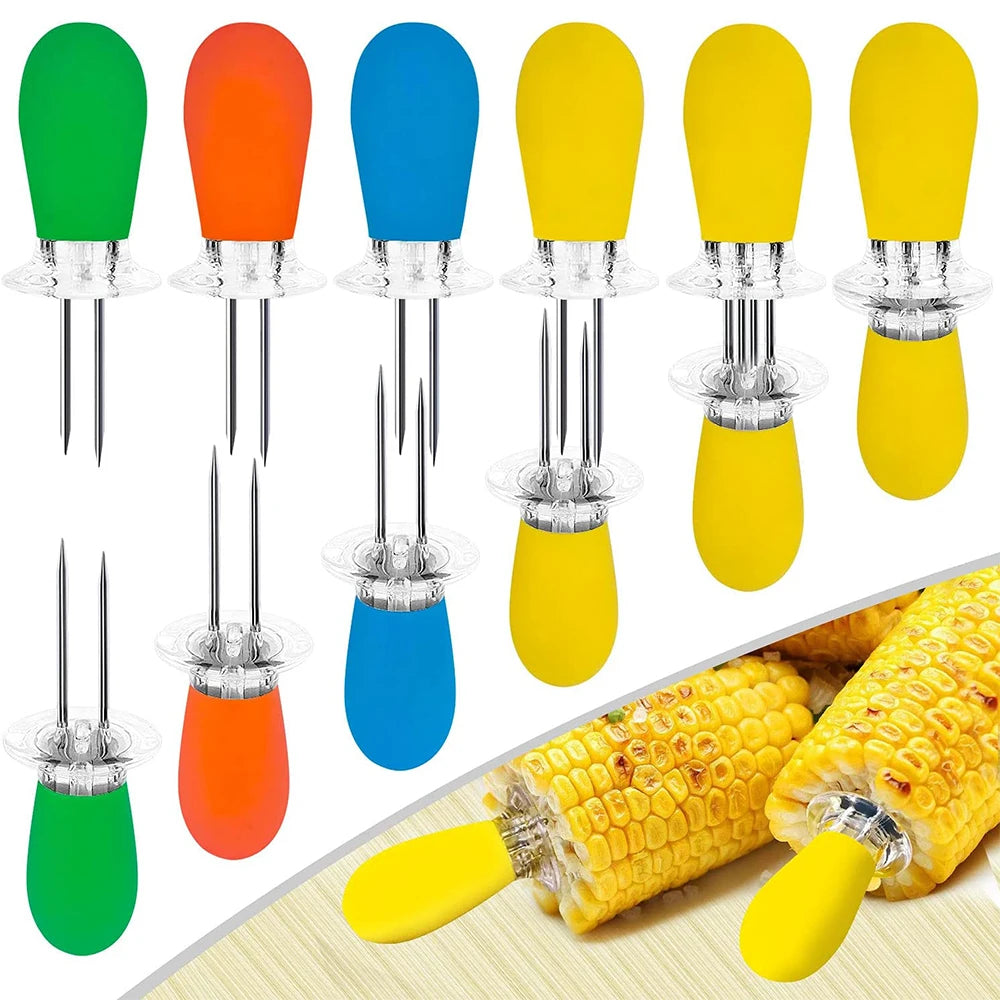 12 Piece Stainless Steel Corn Holders – BBQ Corn on the Cob Forks & Skewers – Best for Barbecues, Picnics & Family Meals