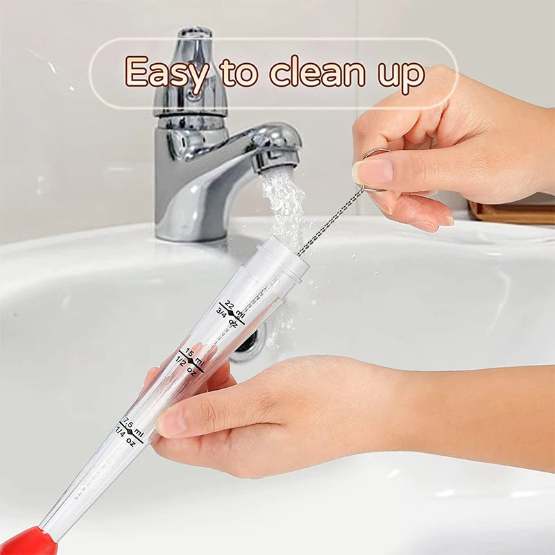 Stainless Steel Turkey Baster with Basting Brush & Injector Needle – Meat Baster Syringe – Great for Roasting Turkey, Chicken & BBQ – Available in Black & Red Colours