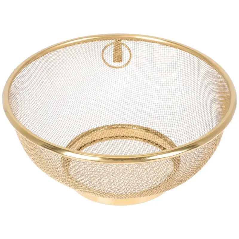 Golden Stainless Steel Mesh Colander – Fine Strainer Basket for Rice, Fruit, Vegetables & Pasta (20cm)