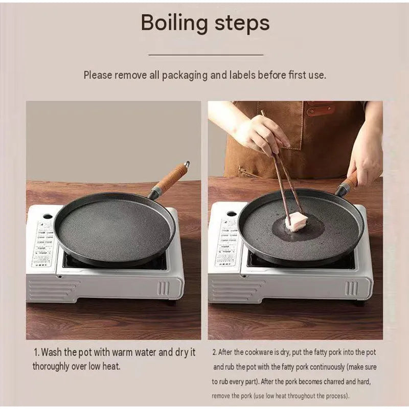 Flat Cast Iron Griddle Pan – Thickened Pre-Seasoned Crêpe & Pancake Skillet – Ideal for Tortillas, Pizza & Flatbreads – Available in 20cm, 23cm & 26cm
