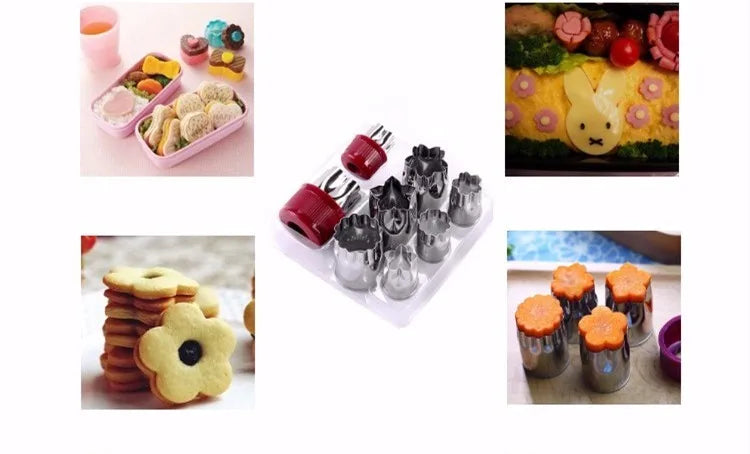 Stainless Steel Vegetable & Fruit Shape Cutters – Flower Cookie Cutter Moulds – Perfect for Kids Food, Bento & Garnishes