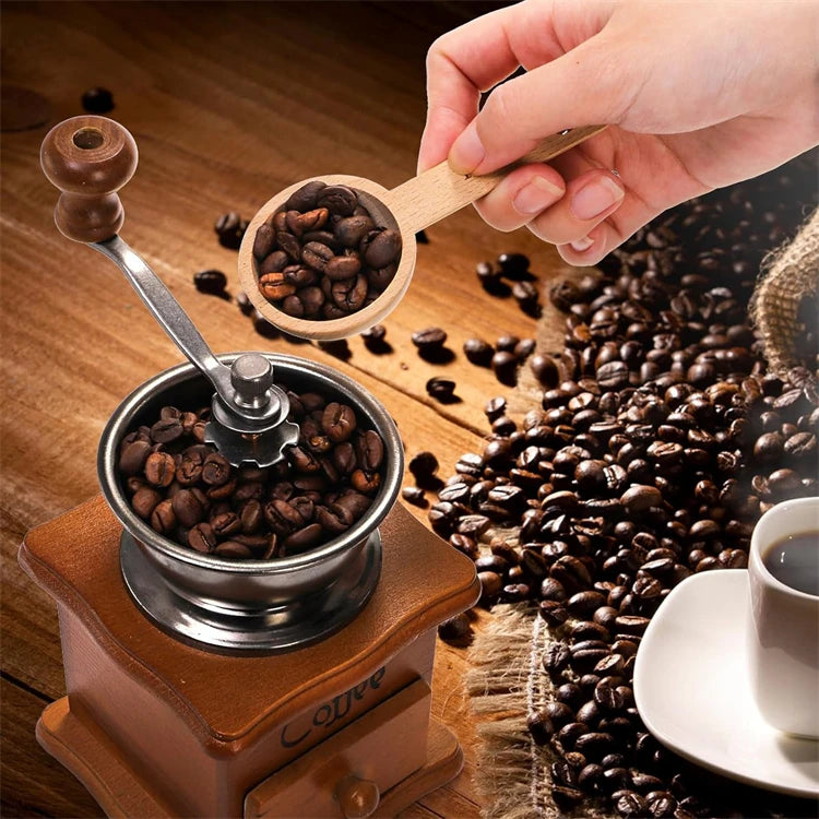 4 Piece Beech Wood Coffee Scoops – Wooden Measuring Spoons for Coffee Beans, Ground Coffee & Tea – Best for Coffee Beans, Ground Coffee & Loose Tea – Available in Small, Medium, Large, XL & XXL