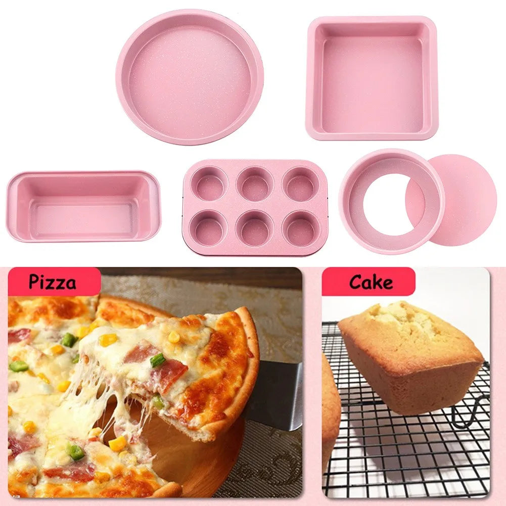 Pink Non-Stick Carbon Steel Baking Pan, Mold & Baking Tray – Available in 5 Different Shapes & Sizes – Heat-Resistant with Rust-Resistant