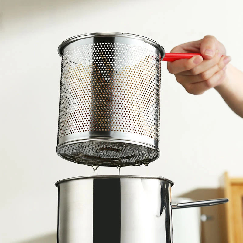 Stainless Steel Deep Frying Pot with Strainer Basket