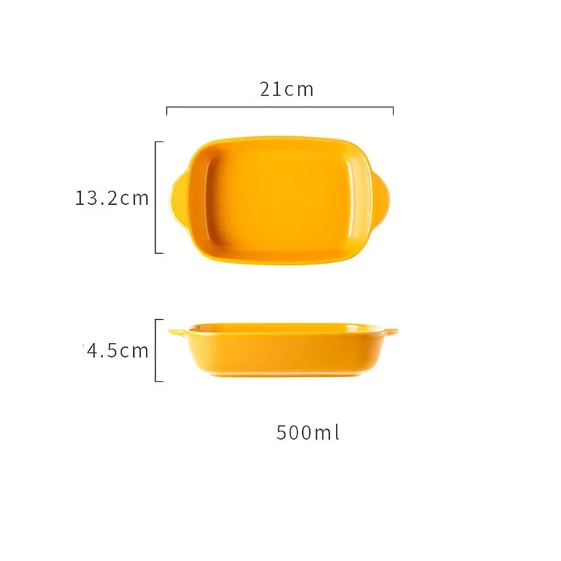 Ceramic Baking Dish — Oven-Safe Au Gratin Dish 8.5Y- Small — Yellow