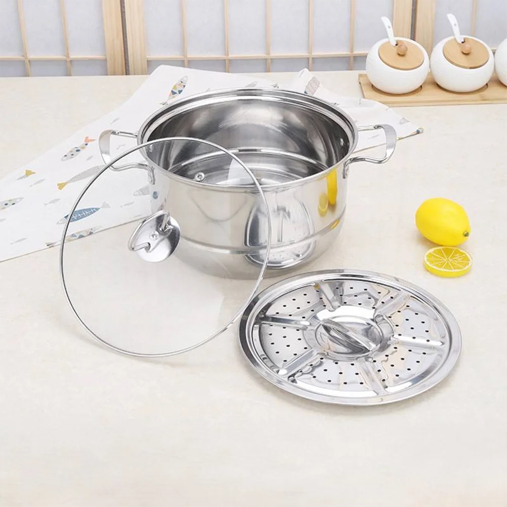 14 Piece Stainless Steel Pots & Pans Set with Kettle – Ceramic Non-Stick Cookware with Glass Lids, Steamer & Utensils – Great for Induction & Everyday Family Cooking