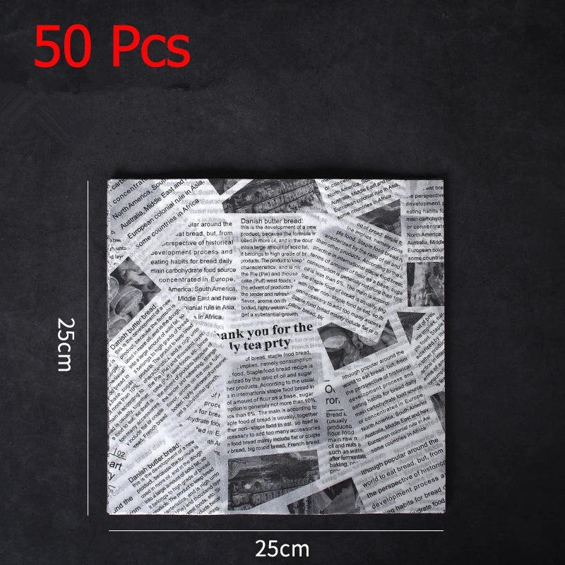 50 Piece Greaseproof Deli Paper Sheets – Non-Stick Sandwich Wrapping & Baking Paper – Perfect for Burgers, Sandwiches, Bread & Pizza – Available in Brown & White