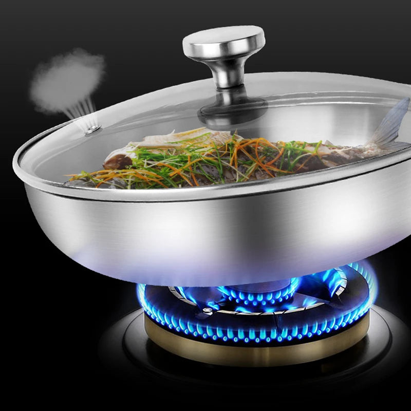 304 Stainless Steel Frying Pan with Glass Lid & Long Handle – Durable Skillet for Searing, Sautéing, Stir-Frying, Simmering & Pan-Frying Daily Meals – Suitable for Gas, Electric & Induction Cooktops – Available in 22cm, 24cm, 26cm & 28cm