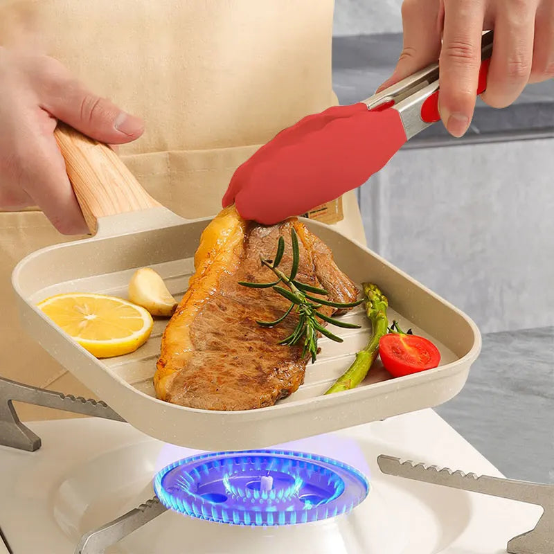 Non-Stick Grill Pan – Skillet for Indoor & Outdoor Grilling – 19cm Square Perfect Griddle for Steak, Meat, and Vegetables – Compatible with All Stovetops – Available in Black or White, and in 1-Piece or 3-Piece Sets (