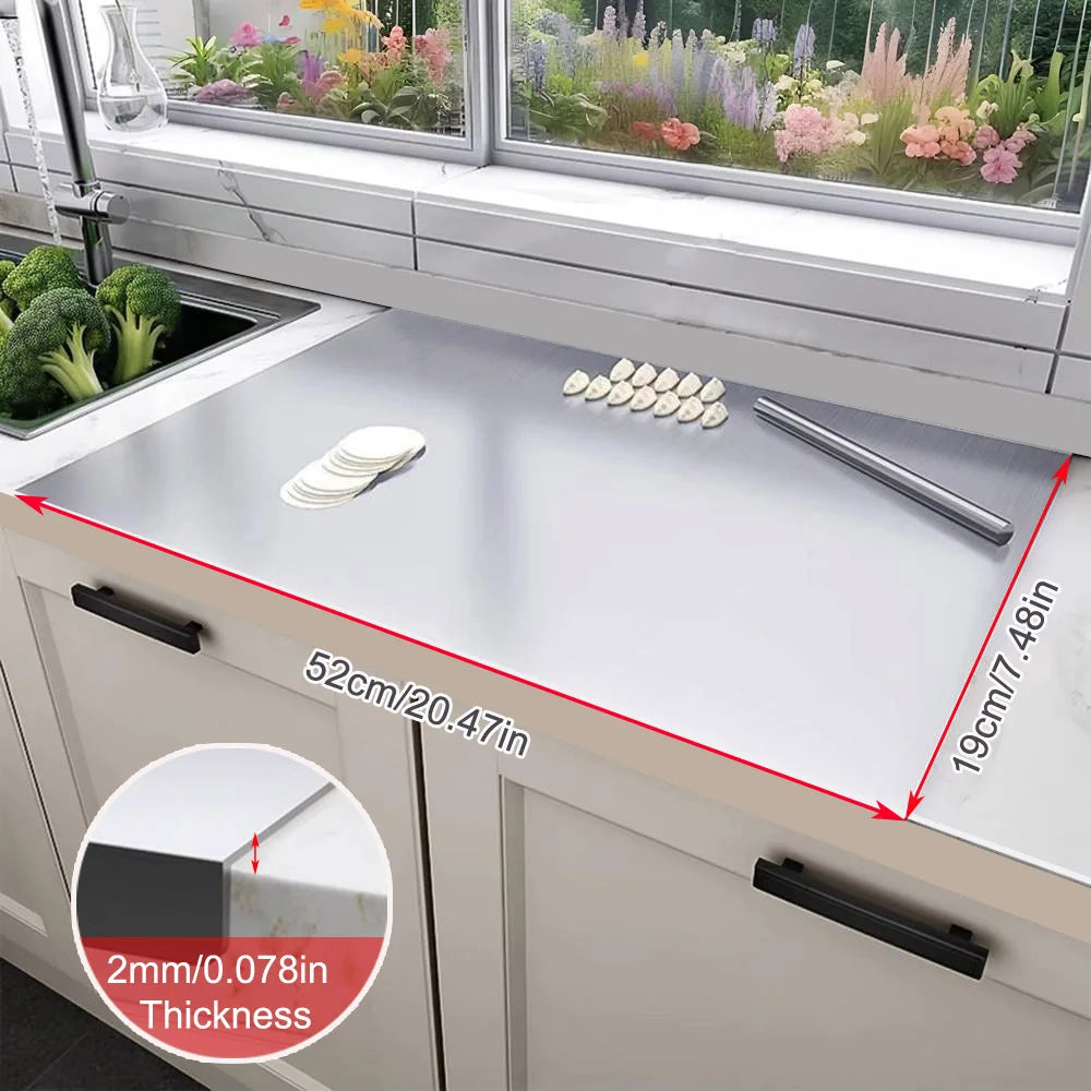 Large Double-Sided Stainless Steel Chopping Board – Thickened Dough Kneading Board & Pastry Mat – Great for Chopping, Kneading & Rolling Dough – Available in 22 Sizes