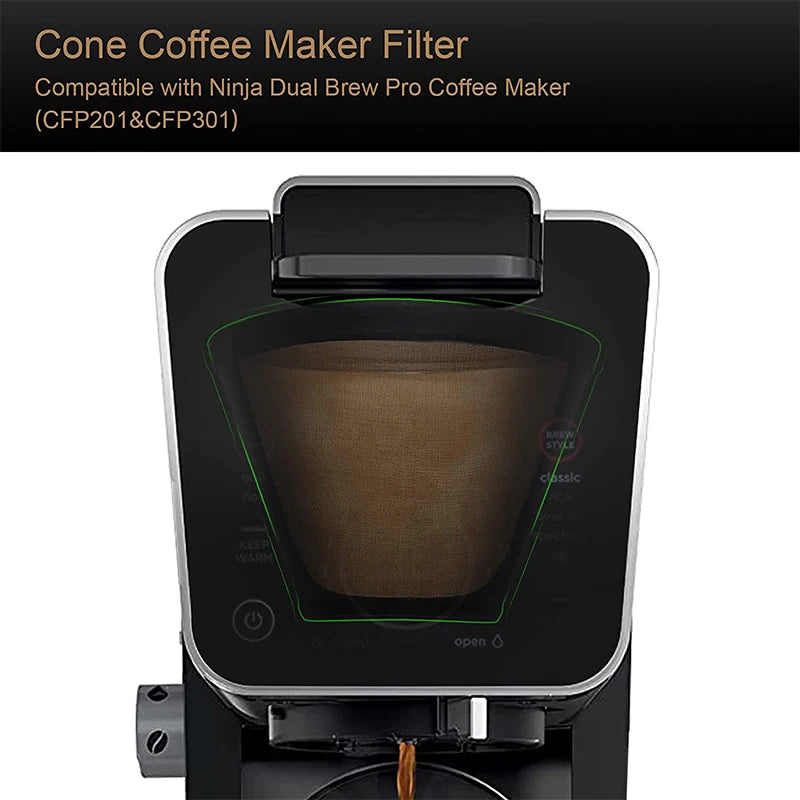 Reusable Stainless Steel Coffee Filter Cone – Permanent Basket Filter for Coffee Makers – Perfect for Everyday Filter Coffee – Available in 1 Piece & 2 Pieces