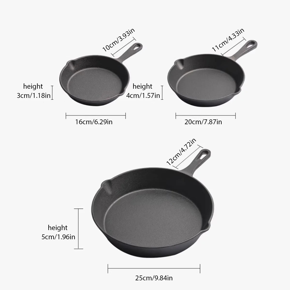 Cast Iron Skillet Set – 3 Pieces